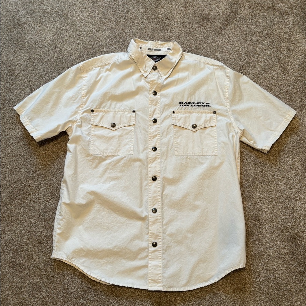 Harley-Davidson Men's White Button-Up Shirt